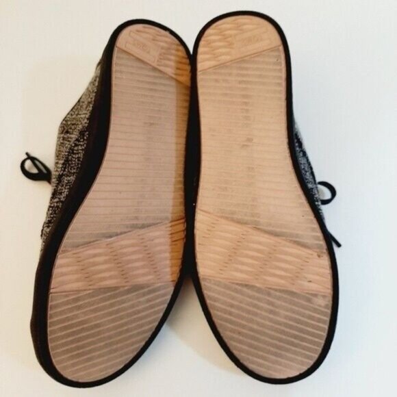 TOMS Paseo Tweed Fabric Lace-up Sneakers B&W Sz 7 - Picture 12 of 12